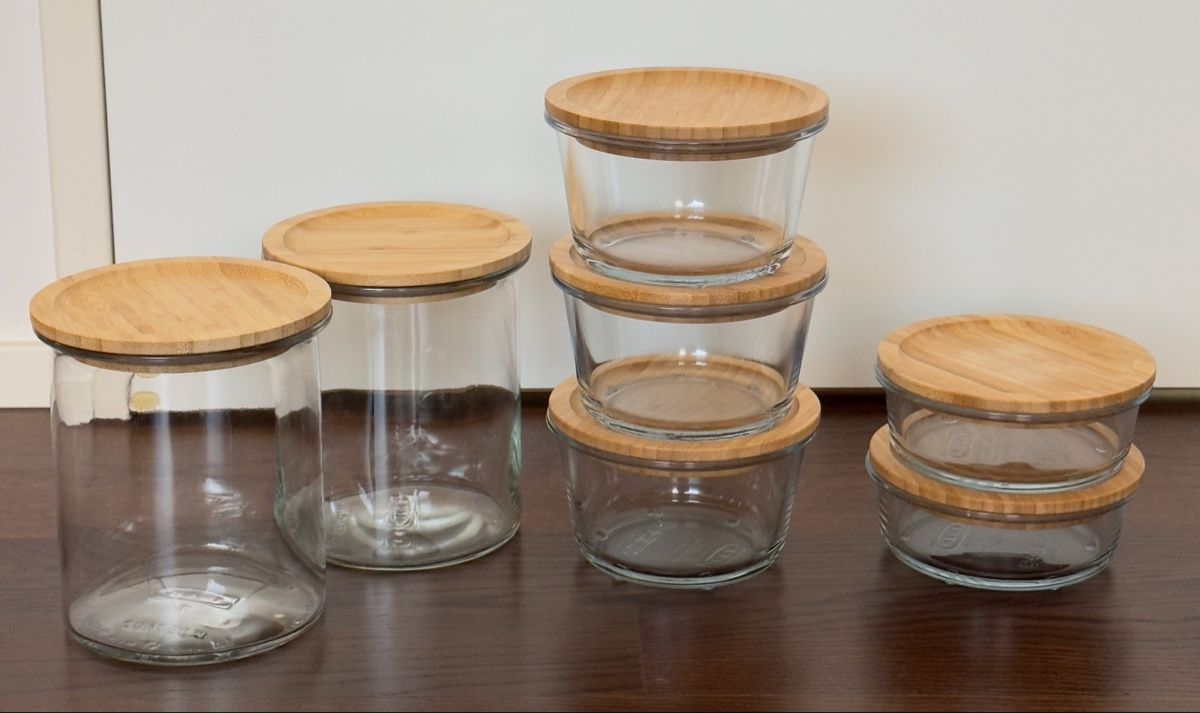 Dose mit Deckel, Glas/Bambus - Set (Neu (gemss Beschreibung)) in Zrich  fr CHF 38  mit Lieferung auf Ricardo kaufen