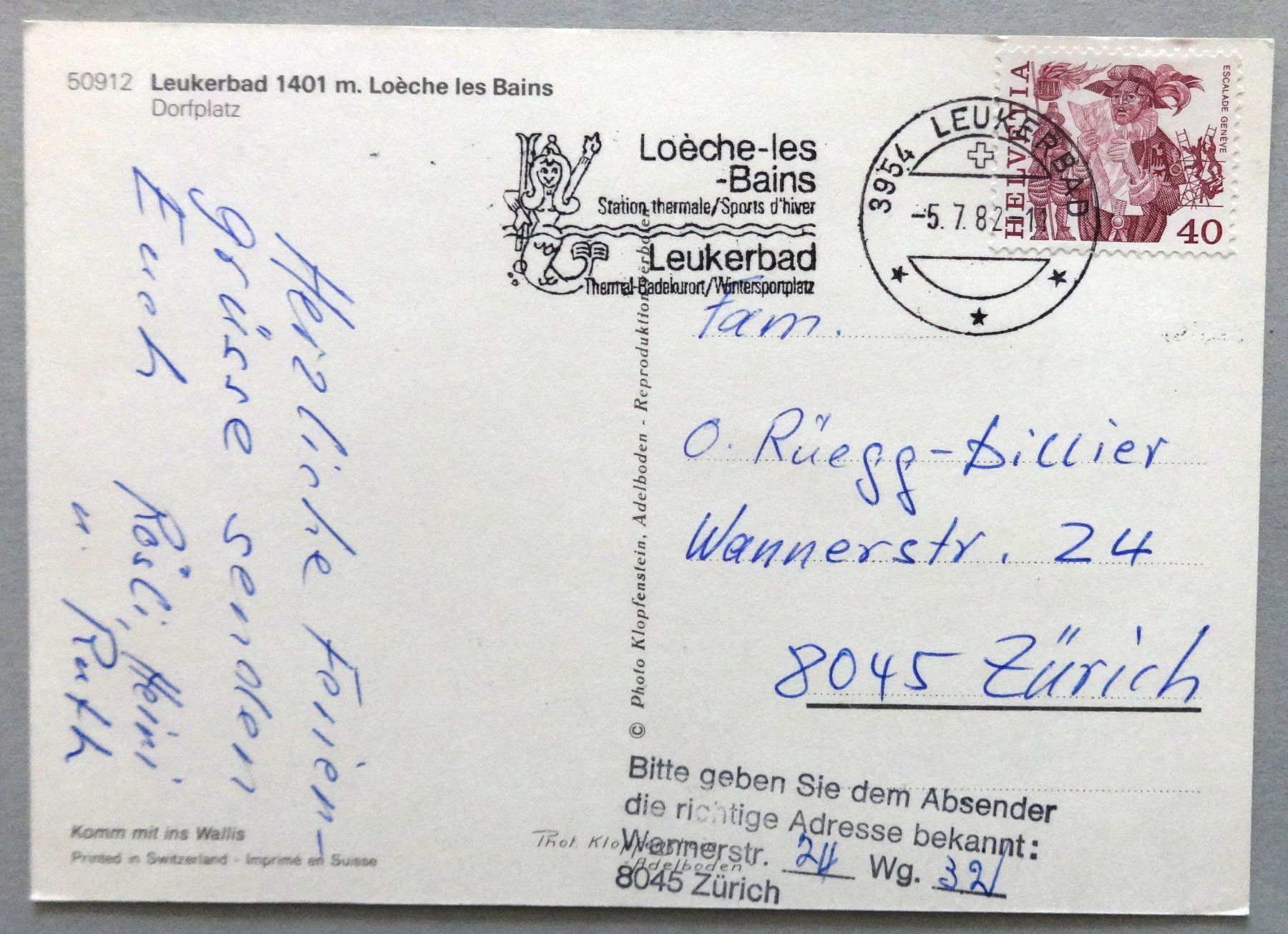 Cartoline postali: Leukerbad 1401 m, Dorfplatz – Usato da Fétigny venduto da Billy2miny 1