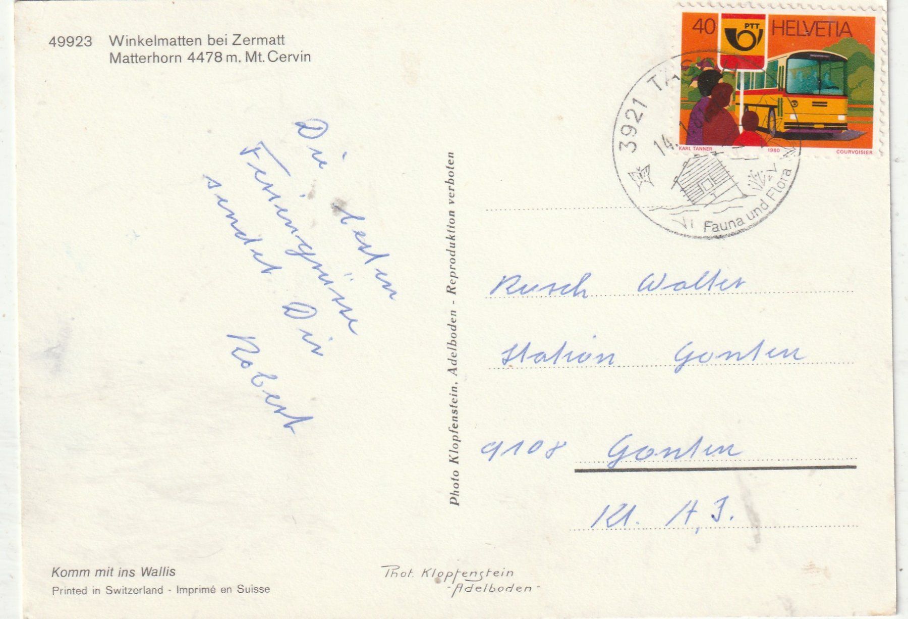 Cartoline postali: Winkelmatten Matterhorn – Usato da Lumbrein venduto da made02 1