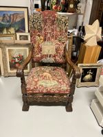 Antiker Holz Sassel im Stoff,1800
