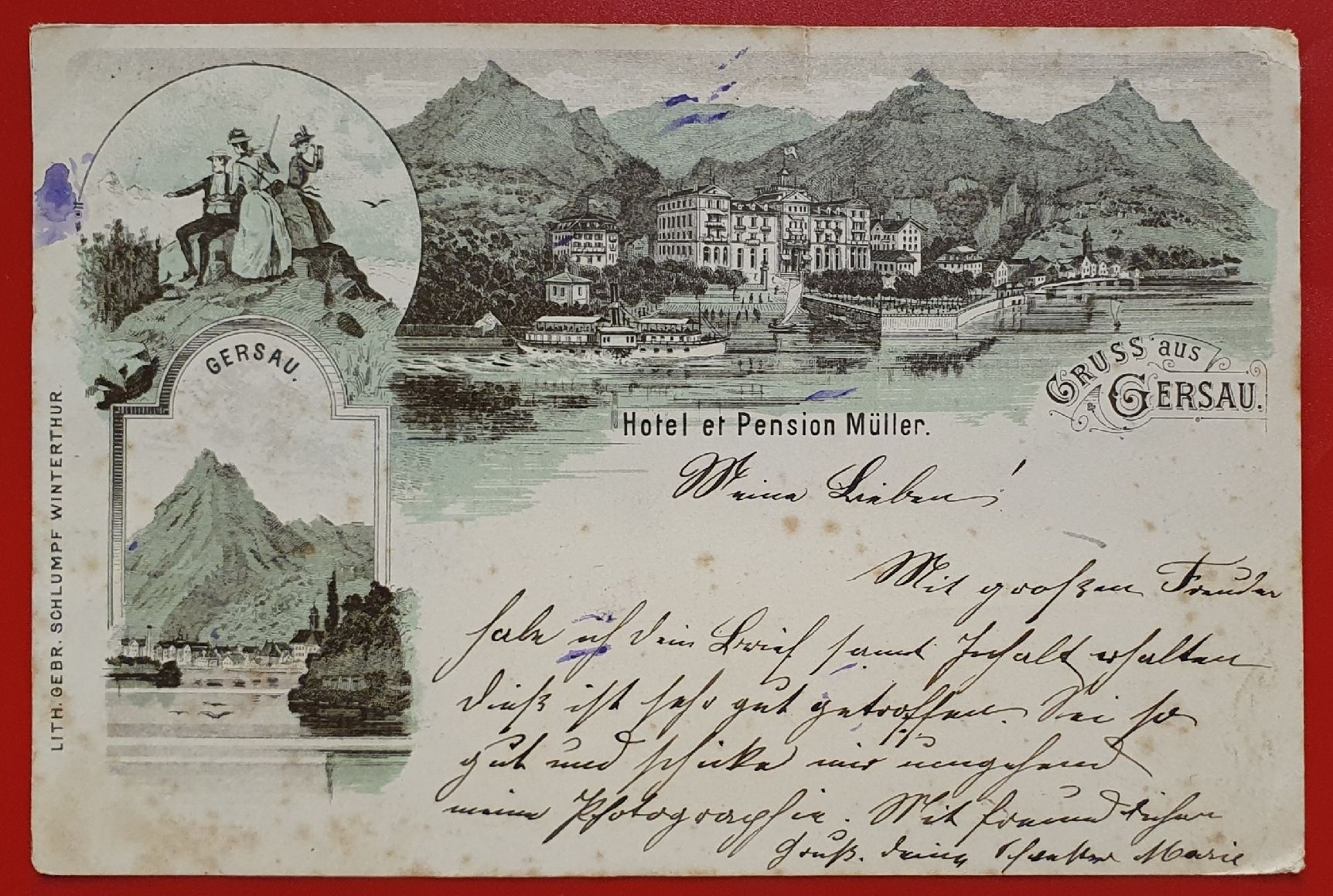 Cartes postales: Gersau 1890 - Hotel Pension Müller – D'occasion à Kreuzlingen par Rschweiz1