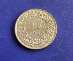 Silber Schweiz 2 Fr. 1964 Top Erhaltung