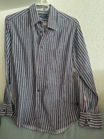 Herrenhemd M blau/weiss/rot gestreift (Hübscher)