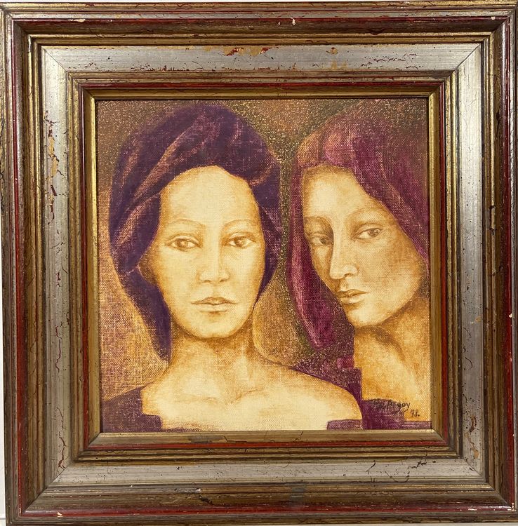 Gemälde von Zwei Personen unleserlich Signie | Kaufen auf Ricardo