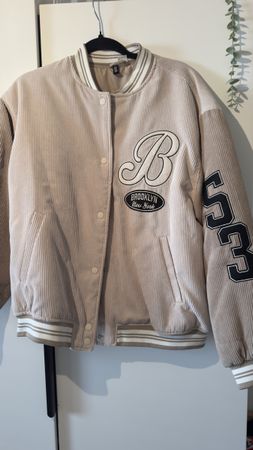 BEIGE CORD-COLLEGEJACKE