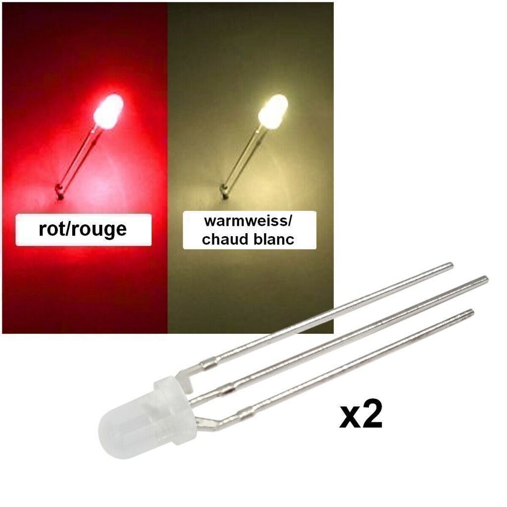 Componenti elettronici: DUO-LED 3mm rot/warmweiss diffus – Nuovo (secondo la descrizione) da Luzern venduto da Salefactory