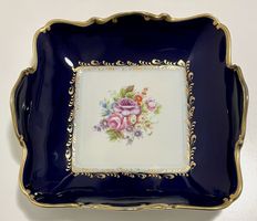 Schale Schüssel LIMOGES PATE FRANCE Kobalt Déco Blumen Gold