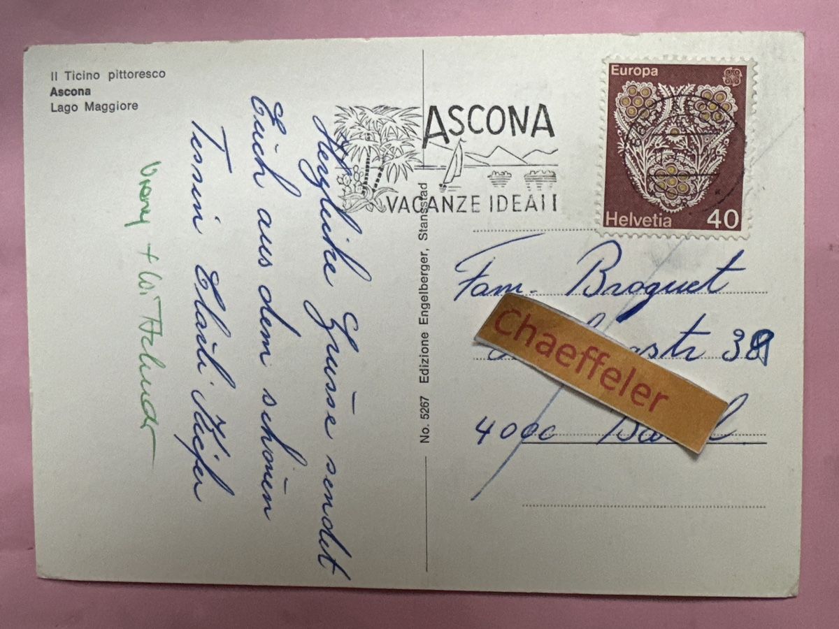 Cartes postales: 1976 Ascona, Lago Maggiore  – D'occasion à Zürich par Chaeffeler 1