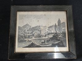 Originale Stich Lichtensteig, 1875, gerahmt IB Eisenring