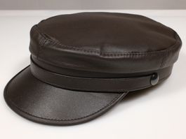STERKOWSKI TRAWLER Leder, Mütze mit Schirm, Braun, Grösse 58
