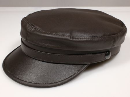STERKOWSKI TRAWLER Leder, Mütze mit Schirm, Braun, Grösse 58