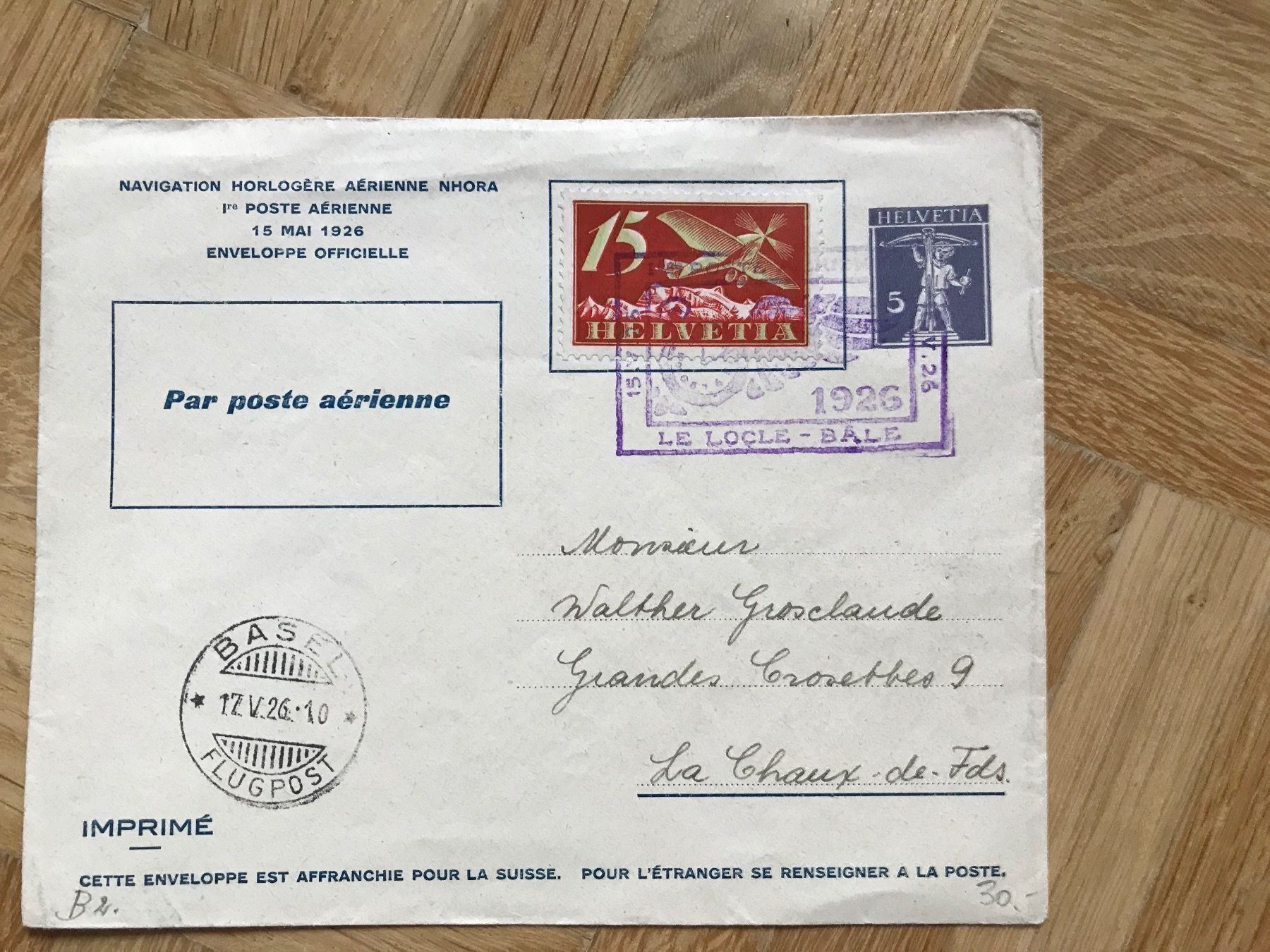 Alle Briefmarken: Flugpost F3 auf Couvert mit Vorfrankatur – Gebraucht aus stäfa von brandy66