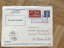 Flugpost F3 auf Couvert mit Vorfrankatur