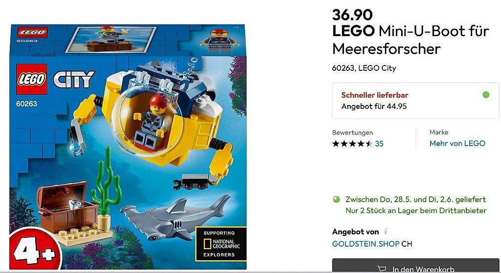 Lego Kit di costruzioni: LEGO #60263 U-Boot o. OVP – Usato da Mollis venduto da candle125