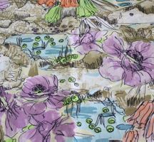 Stoff mit Blumen violett