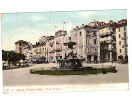 Lugano Brunnen BOSSI Hotel Walter Poststempel 1908