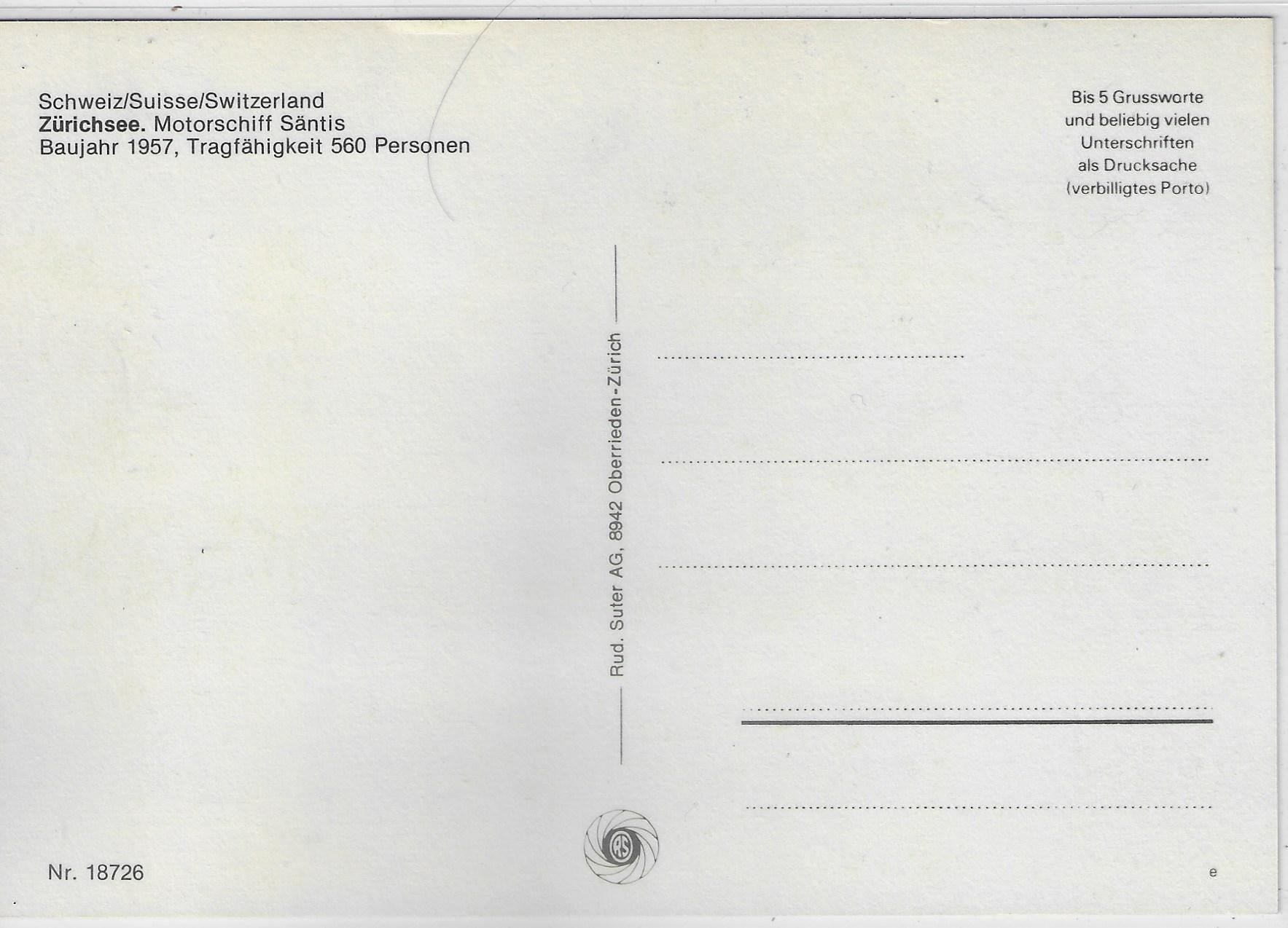 Cartes postales: Zürichsee - Motorschiff Säntis – D'occasion à Ettingen par Kartenplanet 1