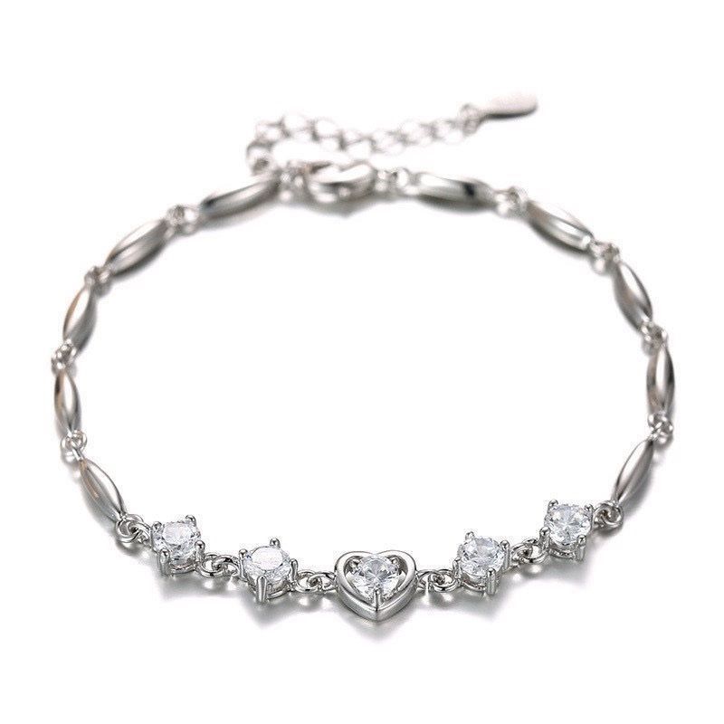 Bracciali & Braccialetti: silber armkette mit herz und stein – Nuovo e nell'imballaggio originale da St. Gallen venduto da yatoot26