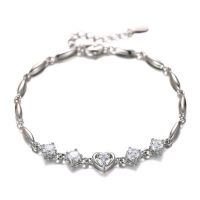 silber armkette mit herz und stein