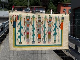 Navajo Yei um 1950 Kelim 147x93cm handgemacht sauber
