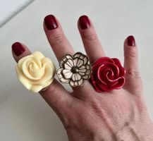 3 anelli con fiore