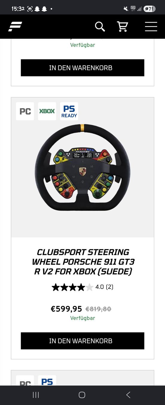 Sistema di controllo: Fanatec Sim Racing Komplett-Set – Usato da Alpthal venduto da Stj2 7