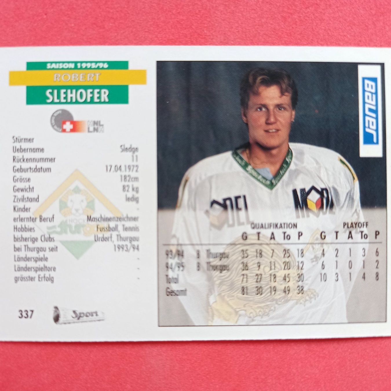 Carte collezionabili: Robert Siehofer - HC THURGAU - 1995/96 – Usato da Dübendorf venduto da kb86_MOVIE 1