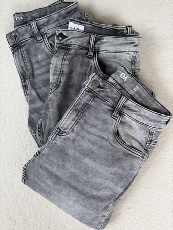 3 Paar Jeans von C&A, Gr. 176, Slim, Denim Grau.