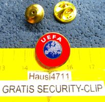 UEFA LOGO SCHMUCK PIN ENAMEL KLEIN mit SECUITY-CLIP GOLDIG