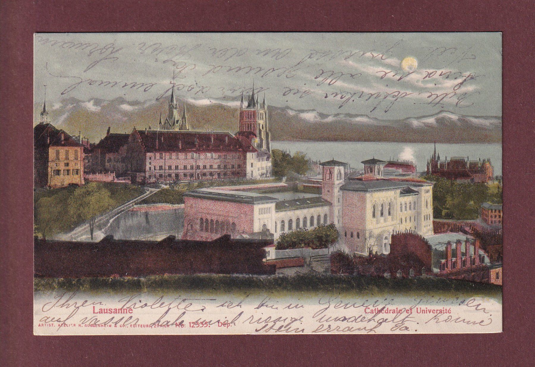 Cartoline postali: LAUSANNE de nuit - Université - 1905 – Usato da Pully venduto da nicecards