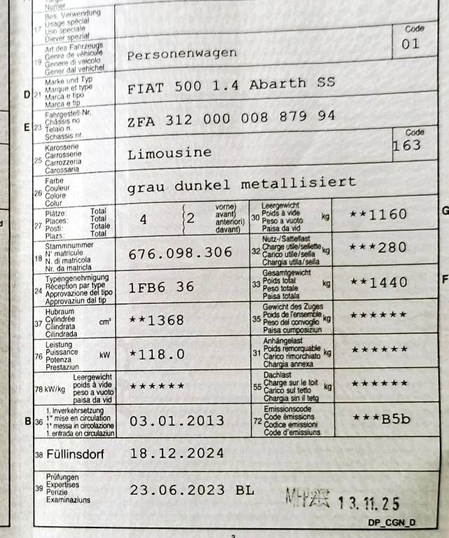 Automobili: 595 Abarth Competizione, Top in Schuss – Usato da Oberdorf BL venduto da FabioSantoro1990 1