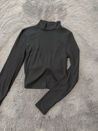 Backless, Black,Long Sleeve Turtleneck Top