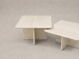 2er-Set Vintage-Couchtische – Italienisches Travertin-Design