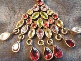 Top Halskette Sterling Silber, Edelsteine, graduierte Kette