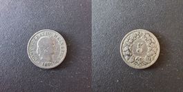 Schweiz 5 Rappen 1891 stark gebraucht - seltener Jahrgang!