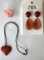 Lot de boucles d'oreilles / collier en coeur / bag