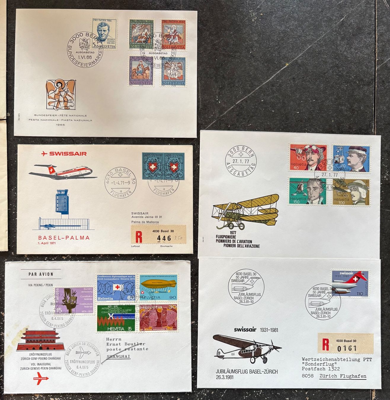 Alle Briefmarken: LOT : 9 Briefe Flugpost / Sonderflug / 1. Flug / FDC – Gebraucht aus St-Légier-Chiésaz von Theo006 2