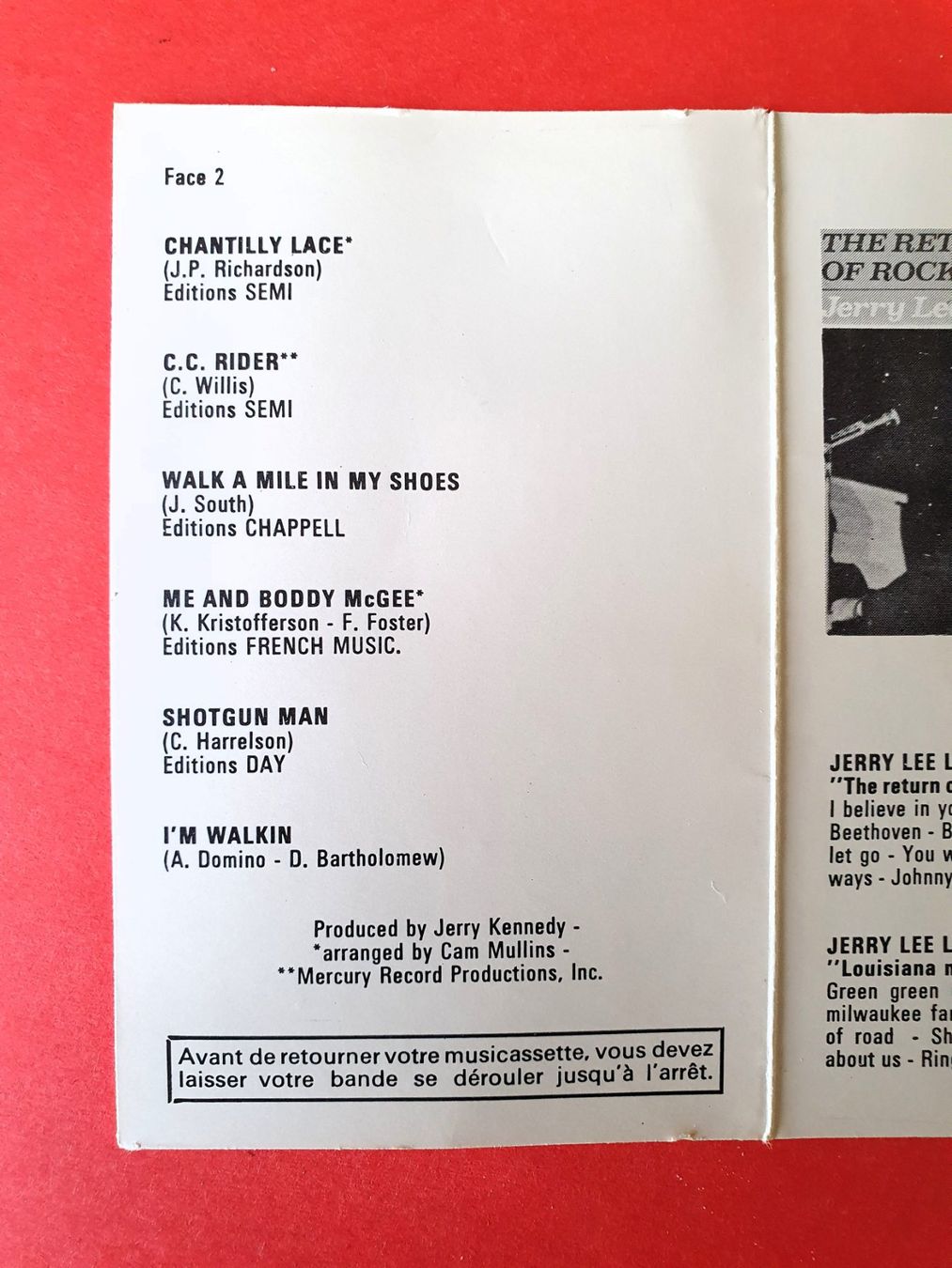 Musicassette: Jerry Lee Lewis, The "Killer" Rocks On, Mercury N° 7142 059 – Usato da Martigny venduto da Abm1000 3