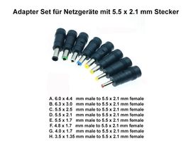 8 Adapter Set für Netzgeräte mit 5.5 x 2.1 mm Stecker