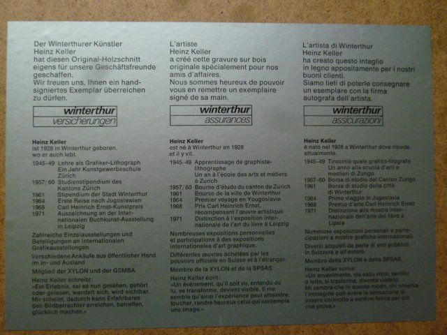 Poster & Bilder: Original Holzschnitt von Heinz Keller – Gebraucht aus Liestal von euro2006 1
