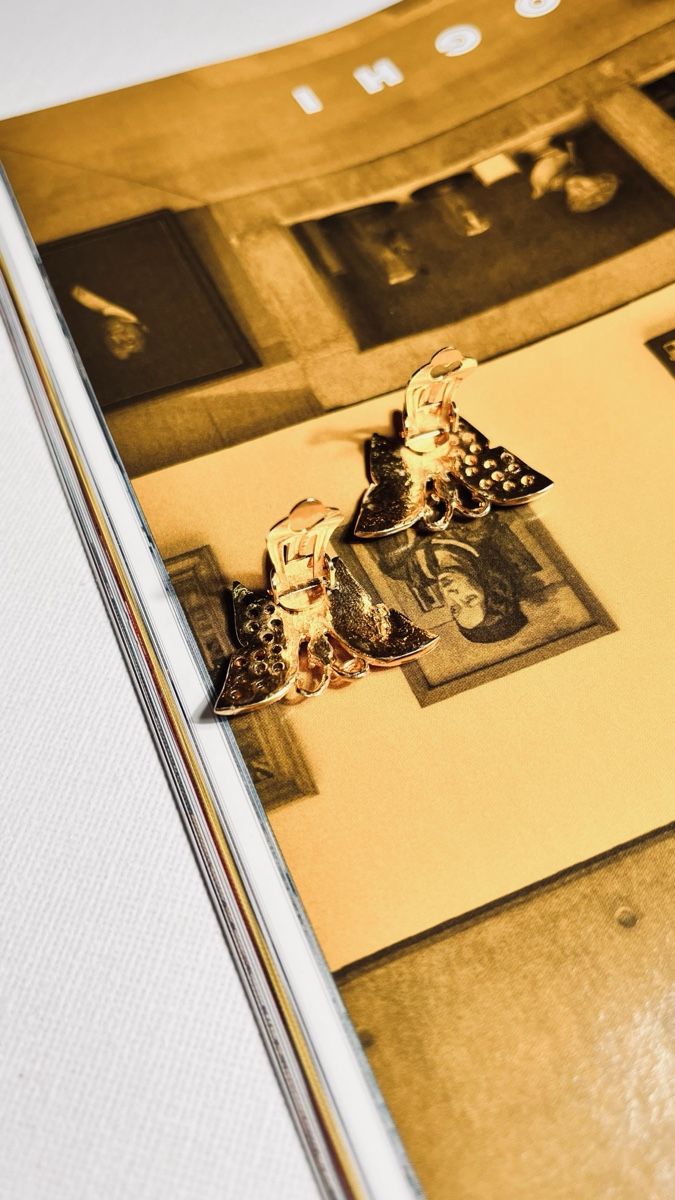 Orecchini pendenti & Orecchini a lobo: Orecchini vintage donna farfalla oro con strass – Usato da Lugano venduto da yul_fhg2 3