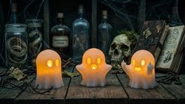 LED-Geister 3er-Set: Süsse Halloween-Deko - Glow in the Dark