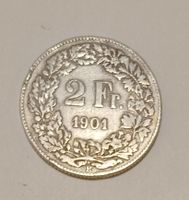 Schweiz 2 Franken 1901 Silbermünze Helvetia sitzend