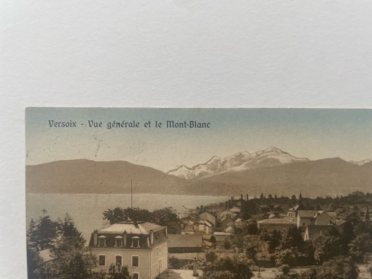 Cartoline postali: AK Versoix KT GE mit Mont-Blanc 1920iger – Usato da Meierskappel venduto da Hala03 1