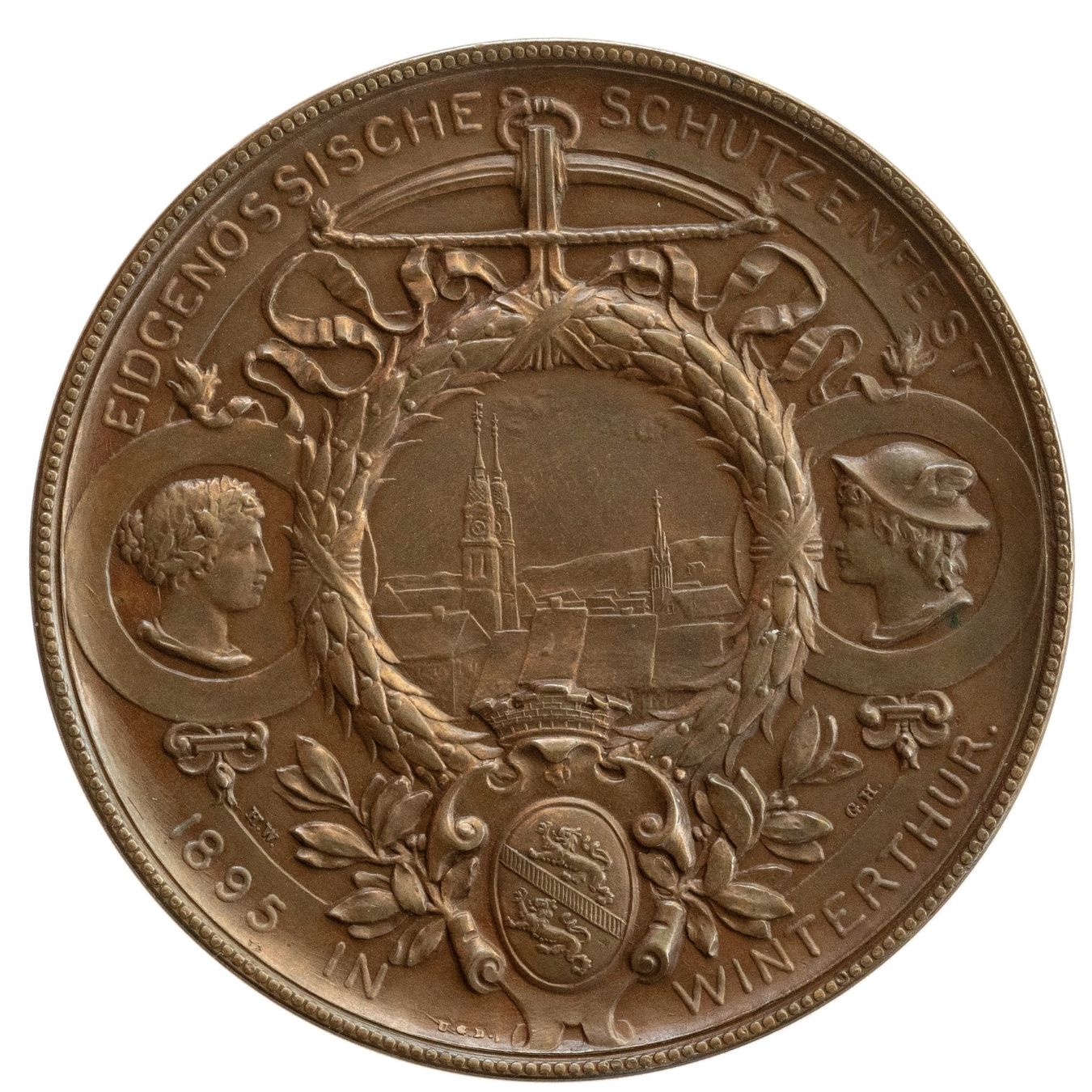 Medaillen: Schützenmedaille Winterthur 1895 ZH – Gebraucht aus Rotkreuz von Swiss-Coins 1