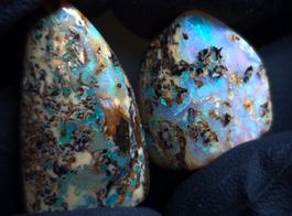 🔥 21.57ct Boulder Opal Paar – Blue Green Fire