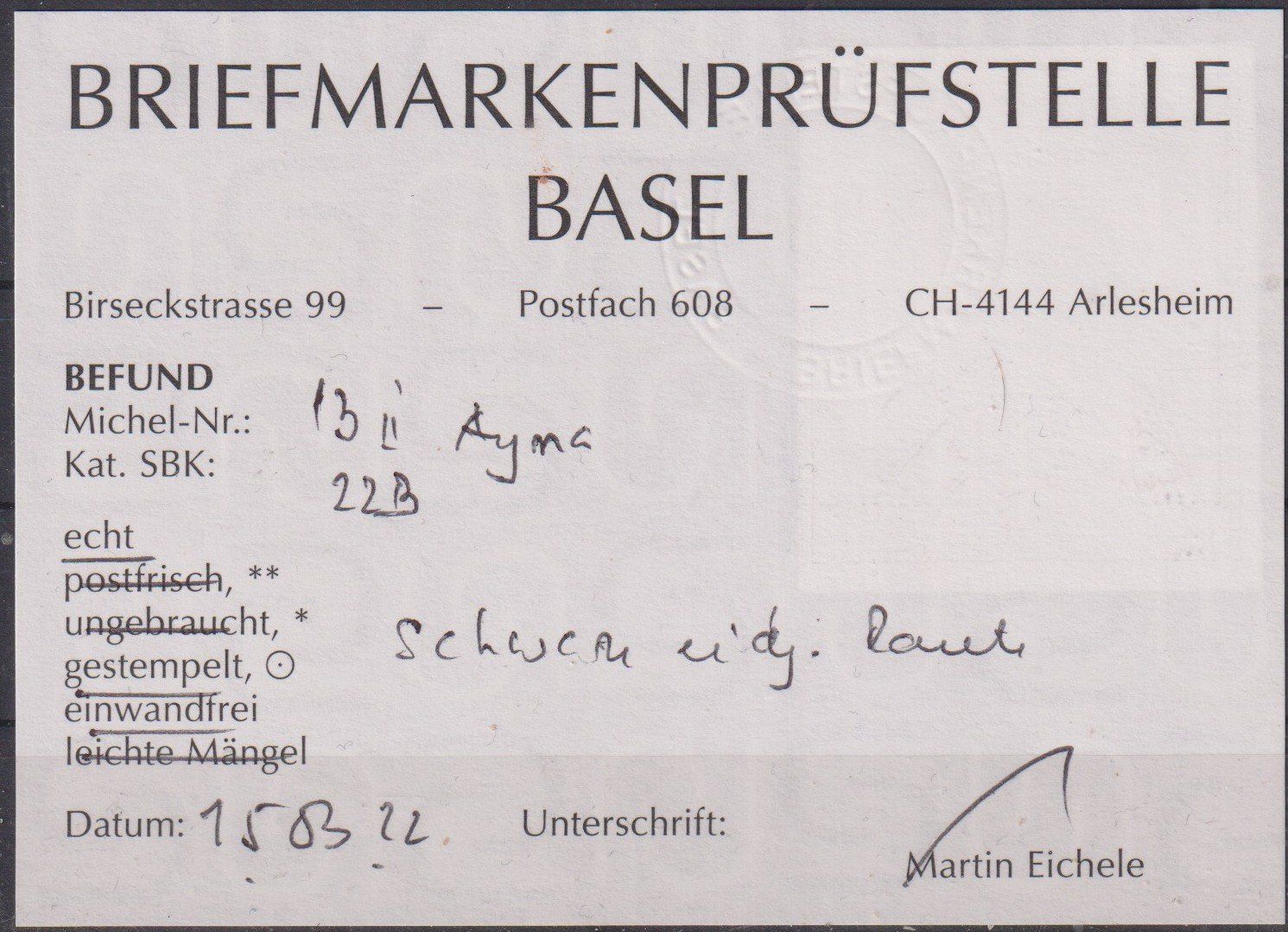 Alle Briefmarken: Schöner Strubel 22B mit Befund++++ – Gebraucht aus Samnaun-Compatsch von Muckimu 1