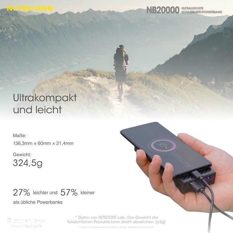 Ladegeräte: superleichte NiteCore Powerbank NB20000 – Neu und originalverpackt aus Grüningen von Prolumin 6