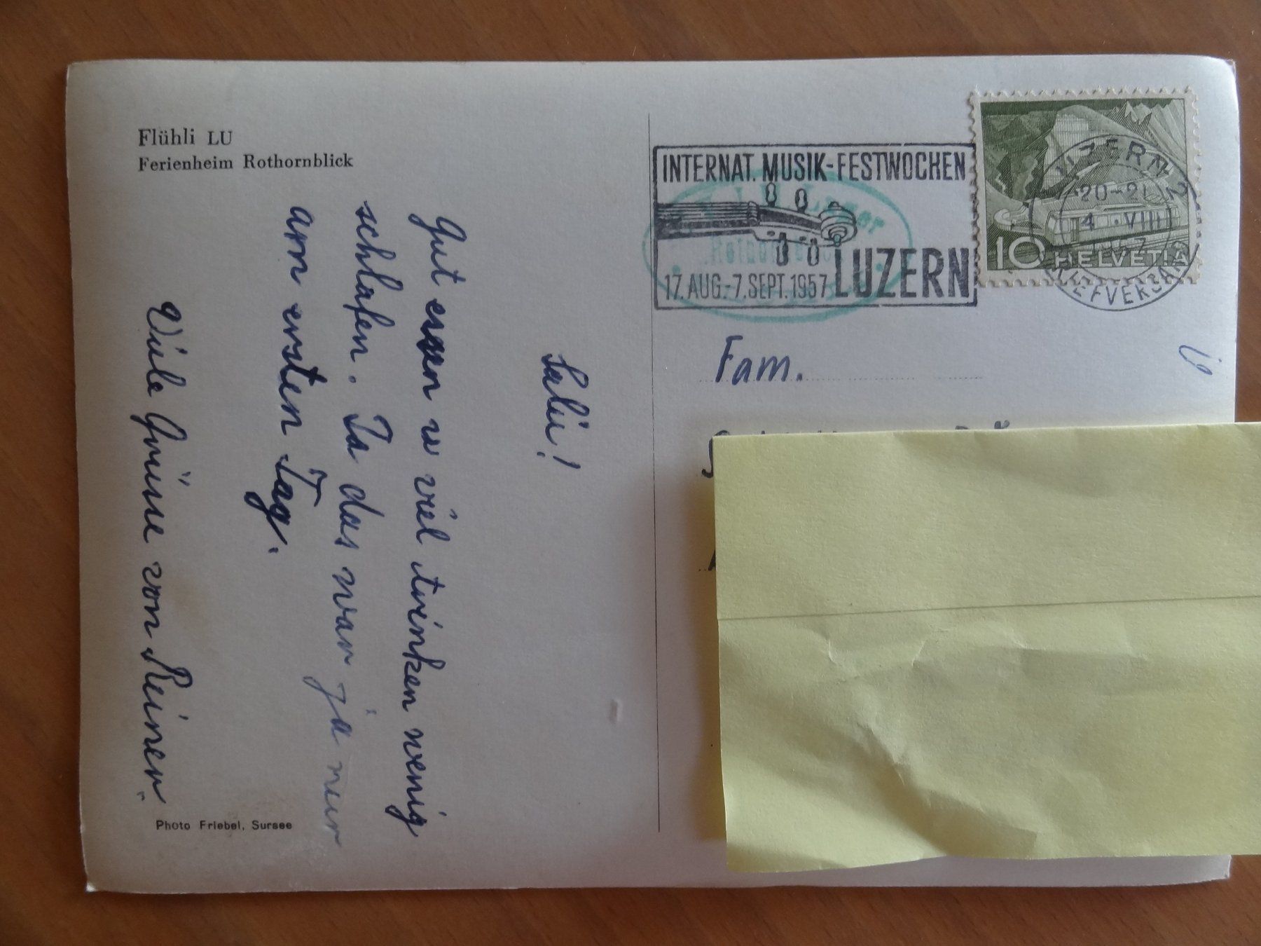 Cartoline postali: Flühli - Ferienheim Rothornblick - 1957 – Usato da St Léonard venduto da Riglin 1