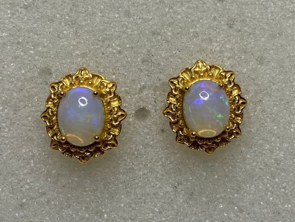 Orecchini pendenti & Orecchini a lobo: Goldene Ohrstecker mit Opal - 925 Silber Wunderschön & NEU – Nuovo (secondo la descrizione) da St. Gallen venduto da GIULESGG 7